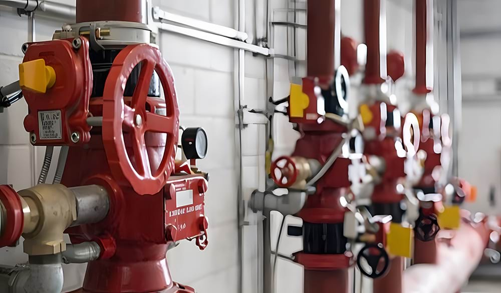 Fire pump valve system for building safety compliance